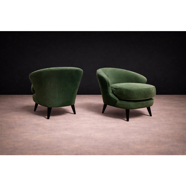 Pair of “Concha” Armchairs in Green Suede, Joaquim Tenreiro, 1960s - Lot 256A For Sale In New York - Image 6 of 11