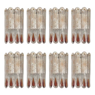Mid-Century Modern Italian Murano Wall Sconces from Mazzega, 1970s, Set of 8 For Sale
