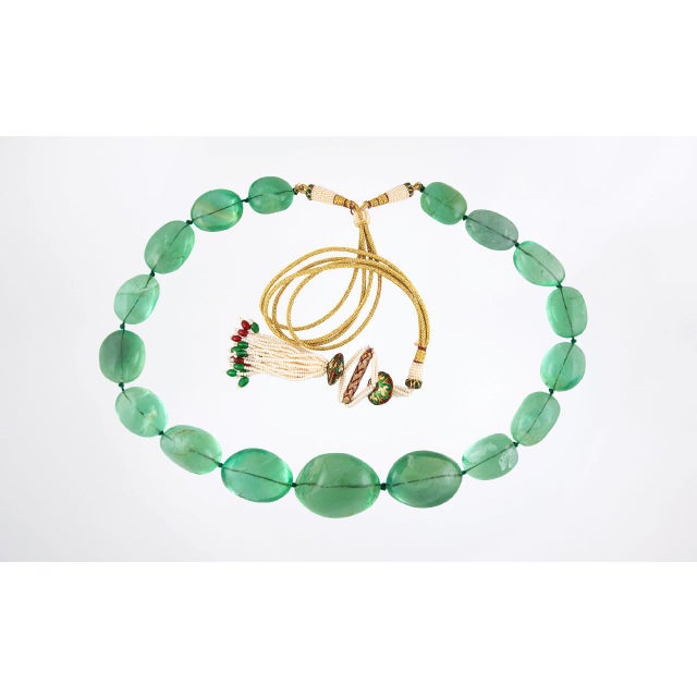 Gemstone Fluorite Bead Necklace Tumble Large Smooth Green Polished Nugget Adjustable Length For Sale - Image 4 of 18