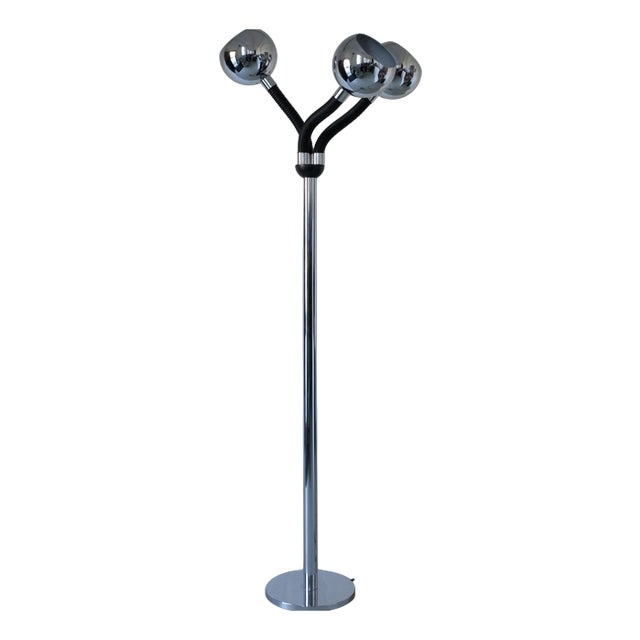 Space Age Chrome 3-Arm Floor Lamp, Italy, 1970s For Sale