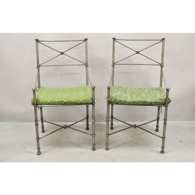 Pier 1 Medici Pewter Wrought Iron Dining Side Chairs a Pair Chairish