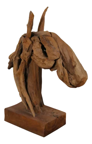 Vintage Abstract Modern Teak Driftwood Horse Head Bust Sculpture Statue