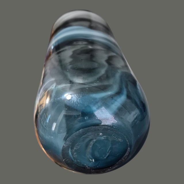 Gray 20th C. Mid-Century Modern Italian Art Glass Vase Hand Blown Gray, Blue, White, 18'' Tall For Sale - Image 8 of 9