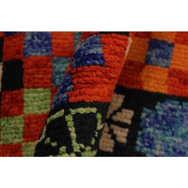 1990s Balouchi Orange/Black Wool Rug - 4'9" X 6'7" For Sale - Image 4 of 8