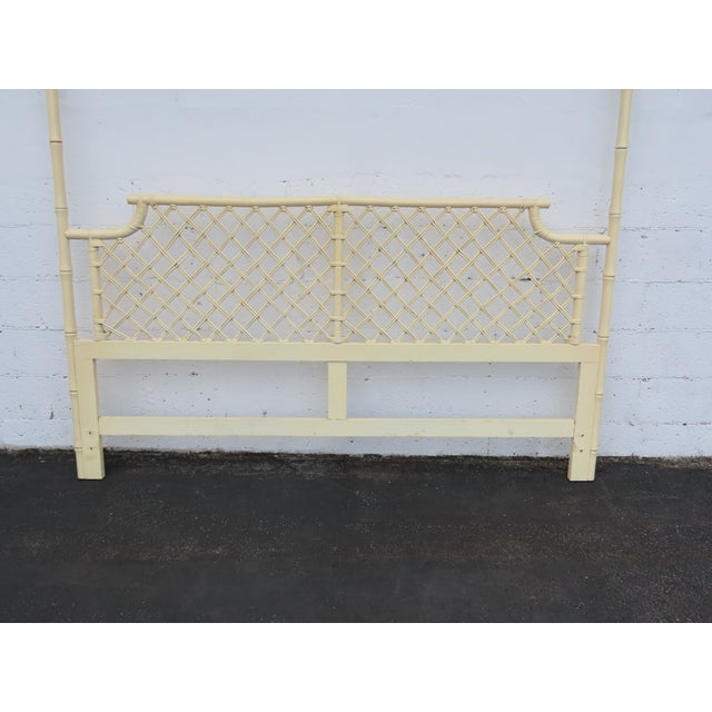 Hollywood Regency Faux Bamboo Posted Painted King Size Headboard 6681 For Sale - Image 14 of 16