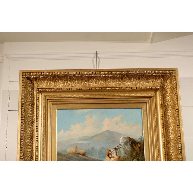 English English 19th Century Sheep in Landscape Painting by John W. Morris in Gilt Frame For Sale - Image 3 of 9
