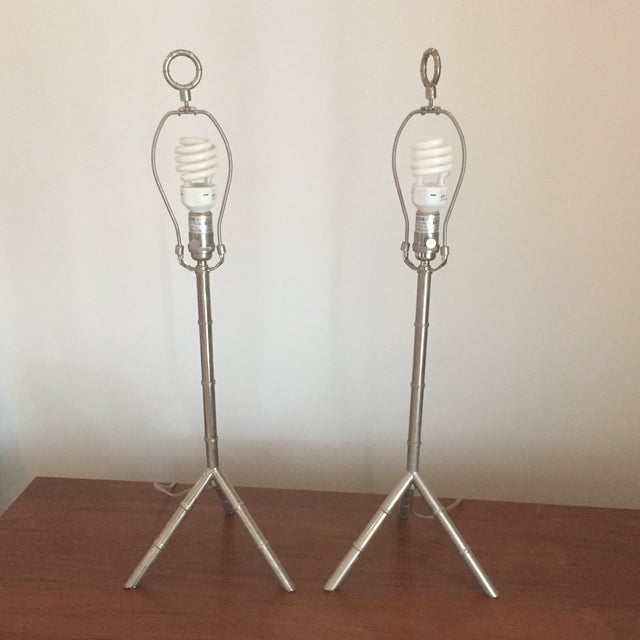 Silver bamboo style "Maurice" lamps by Jonathan Adler.