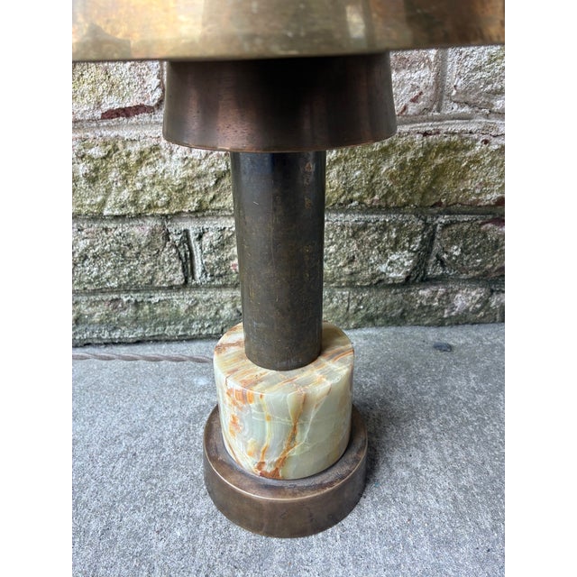 1970s Vintage Brass and Marble Table Lamp For Sale - Image 5 of 12