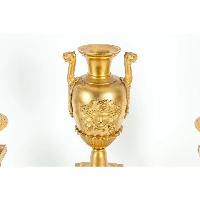 Bronze Mid-19th Century Gilt Bronze Three Piece Garniture Set - Set of 3 For Sale - Image 8 of 13