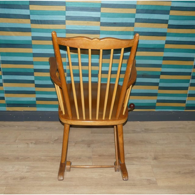 Vintage Rocking Chair with Locking Mechanism in Wood, 1890s For Sale - Image 4 of 11
