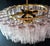 Gold Art Deco Pink Murano Glass Chandelier in the style of Barovier, Venice, Italy, 1982 For Sale - Image 8 of 11
