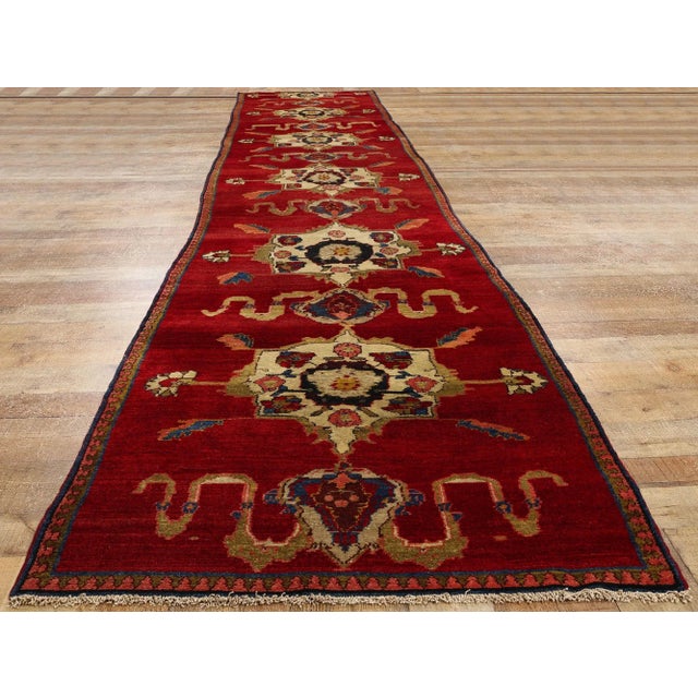 Red Vintage Red Turkish Oushak Rug - 03'01 X 17'03 For Sale - Image 8 of 9