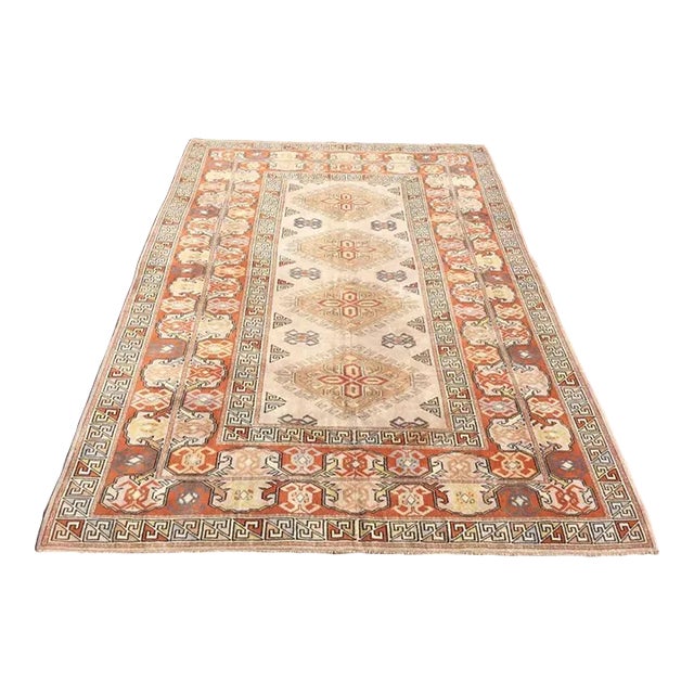 Vintage Hand Knotted Turkish Area Rug - 76" X 119" For Sale