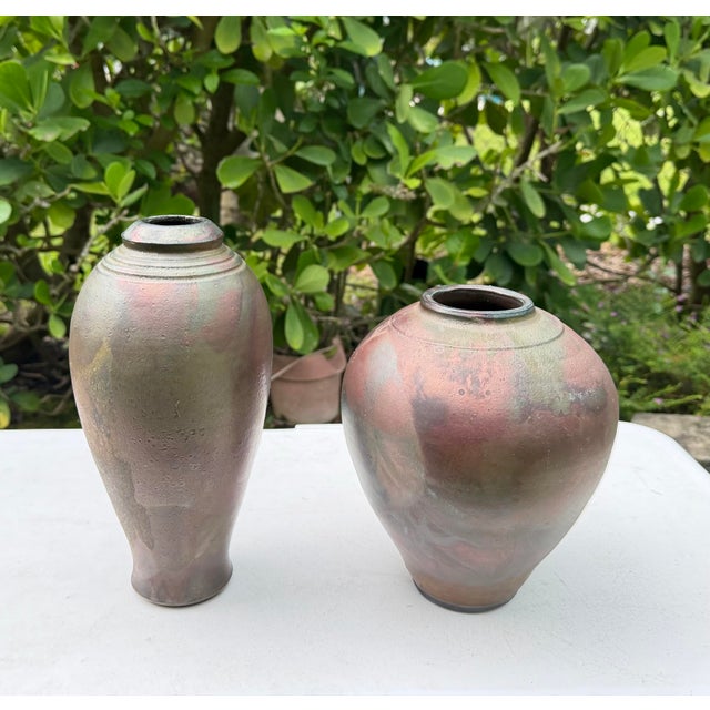 Late 20th Century Vintage Dryden Pottery Raku Vessels, Pair For Sale - Image 5 of 12