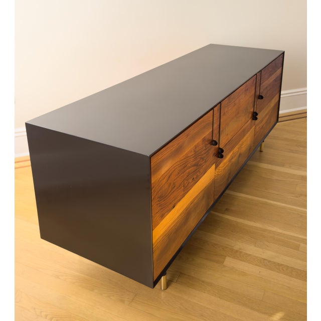 Mid-Century Modern BDDW Lake Credenza Walnut and Graphite Lacquer For Sale - Image 3 of 15