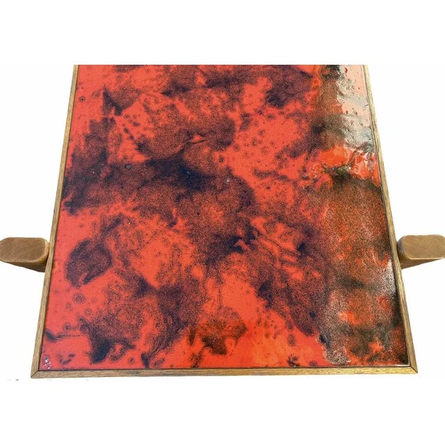 Beige Vintage Enameled Coffee Table with Lava Effect Top, 1970s For Sale - Image 8 of 18