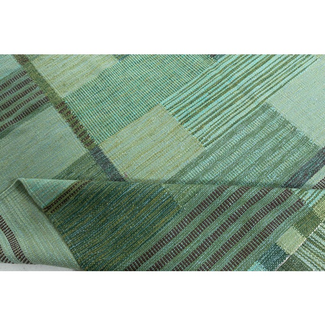 Mid-Century Modern "Forest" Modern Scandinavian Sage Flatweave Oversized Rug by Doris Leslie Blau For Sale - Image 3 of 9