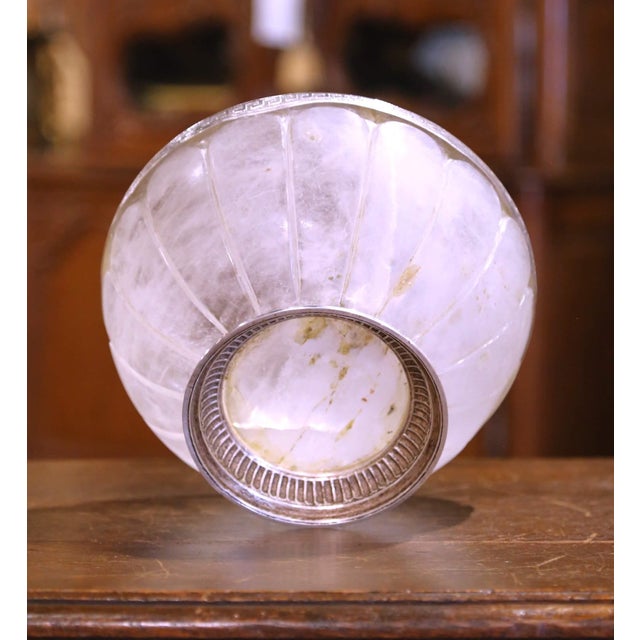 Metal Mid-Century Silver-Mounted Carved Rock Crystal Center Table Bowl or Vide-Poche For Sale - Image 7 of 7