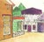 Colorful watercolor painting of a small California gold rush town by Diane Baldwin (American, 20th century). Painted on...