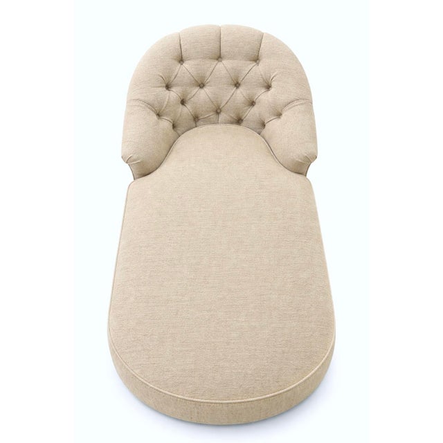 Textured Neutral Tufted Chaise Lounge – Classic Comfort Form For Sale - Image 4 of 4