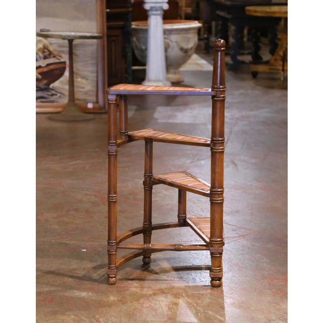 Mid-Century French Louis XIII Walnut Spiral Four-Step Library Ladder For Sale - Image 9 of 10