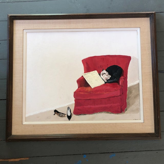 Original Vintage 1960’s Still Life Interior Painting For Sale - Image 9 of 9