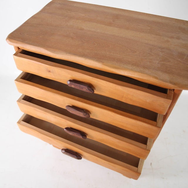 Light Yellow Small Carved Wood Chest of Drawers, 1980s For Sale - Image 8 of 18