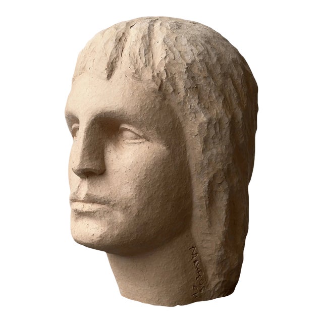 Vintage Folk Art Large-Scale Terracotta Head, Circa 1970s For Sale