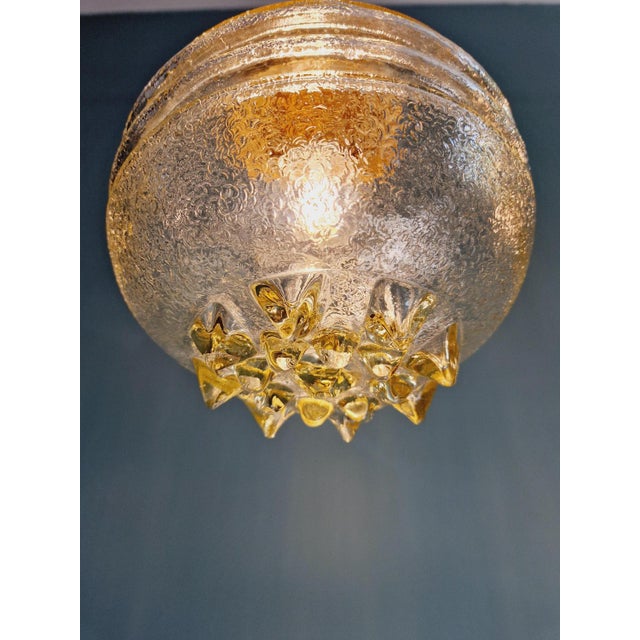 Space Age Pendant Light in Yellow Transparent Glass, 1960s For Sale - Image 11 of 14