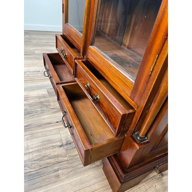 Wood Vintage Victorian Style Glass Door Mahogany Bookcase For Sale - Image 7 of 11