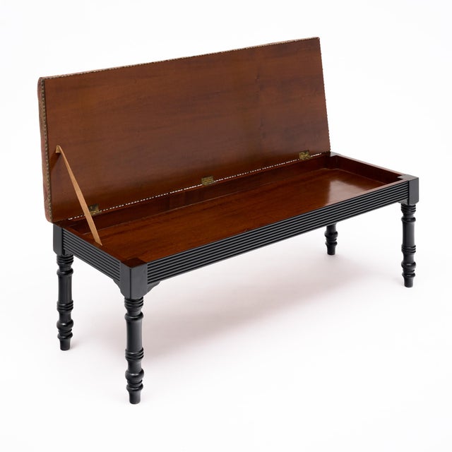 Pair of French Napoleon III Style Mahogany Upholstered Storage Benches, Circa 1900 For Sale In Austin - Image 6 of 9