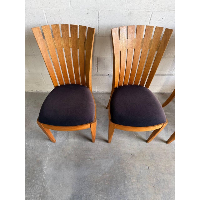 Set of 4 Mid Century Teak Dining Chairs by Benny Linden Sculptural Slat Back For Sale In Los Angeles - Image 6 of 10