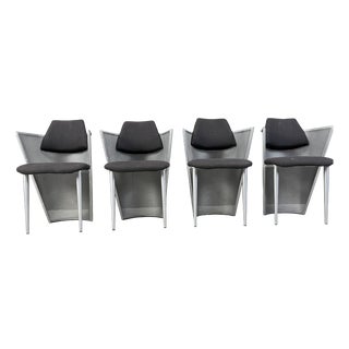 Postmodern Metal Dining Chairs, 1980s, Set of 4 For Sale