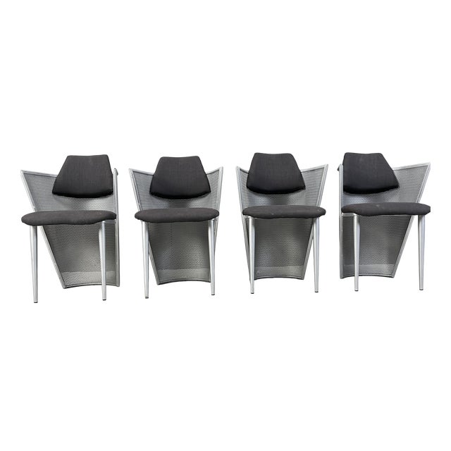 Postmodern Metal Dining Chairs, 1980s, Set of 4 For Sale