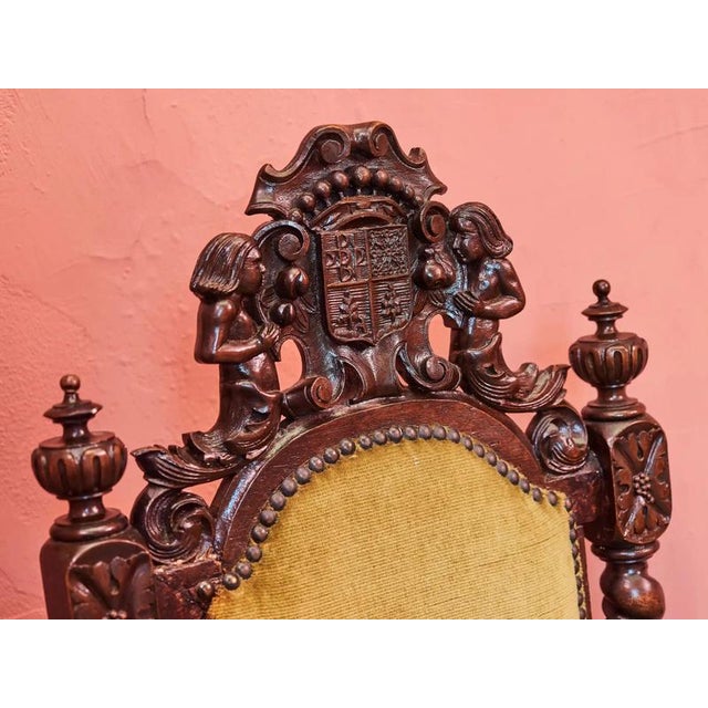 Neo-Renaissance Chairs with Coats of Arms, Set of 2 For Sale - Image 6 of 11