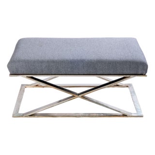 Mid-Century Chrome X-Base Bench For Sale