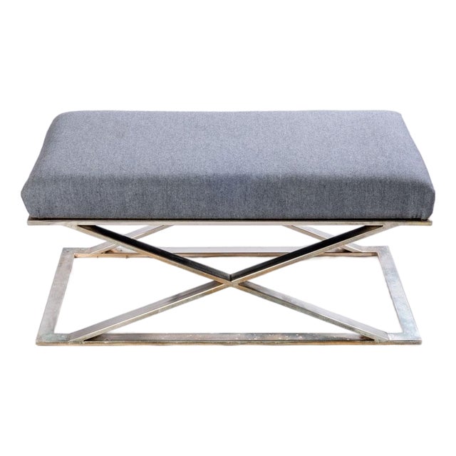 Mid-Century Chrome X-Base Bench For Sale