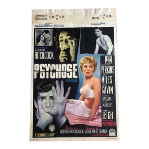 Original 1960 Alfred Hitchcock 'Psycho' Belgian Movie Poster - First Release