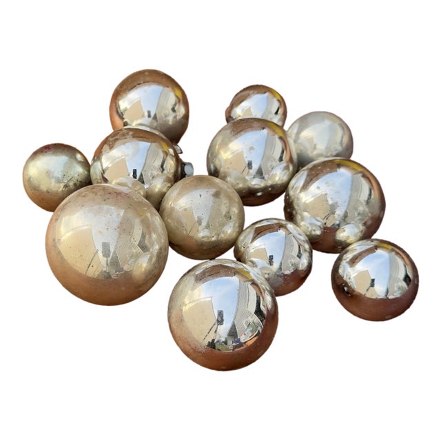 1950s Mercury Glass Silver Christmas Ornaments- Lot of 12 For Sale