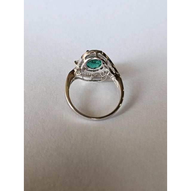 Set in 18k Gold, 2.14 Carats Natural Zambian Emerald & Diamonds Engagement Ring, Size 6 For Sale - Image 9 of 9
