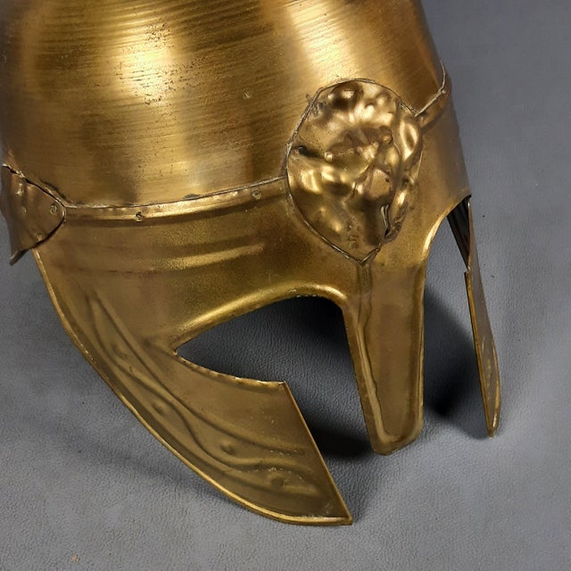 Greek Spartan Corinthian Brass Helmet,1970s For Sale - Image 9 of 11