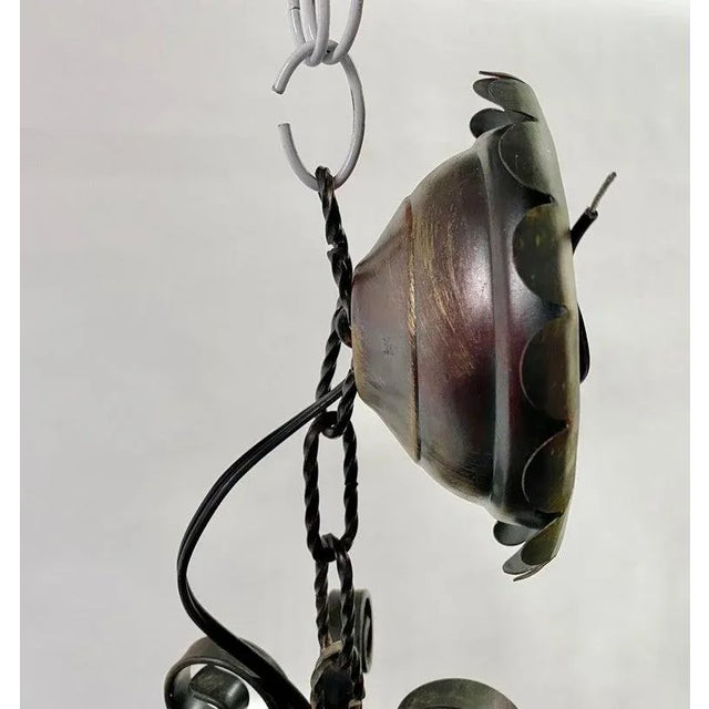 Antique French Gothic Chandelier, Wrought Iron, 6 Lights, 1890s For Sale - Image 11 of 13
