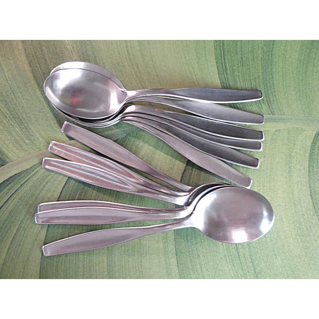 Metal Henckels Mid Century Modern Azur Flatware Satin-Finish 111 Pcs. Germany 1960s For Sale - Image 7 of 10