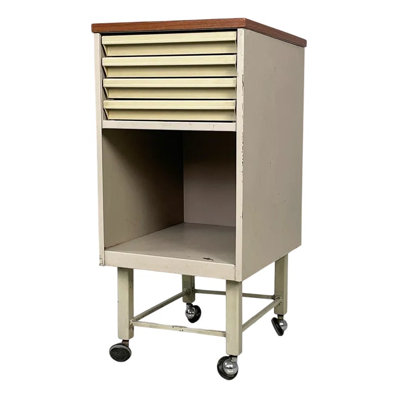 Mid-Century Modern Metal Chest of Drawers with Casters, Italy, 1950s ...