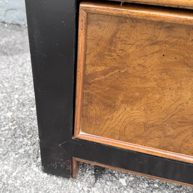 Vintage Chinoiserie Burlwood and Black Dresser by Centruy For Sale - Image 10 of 12