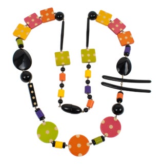 Angela Caputi Resin Extra-Long Necklace Multicolor Playful Design For Sale