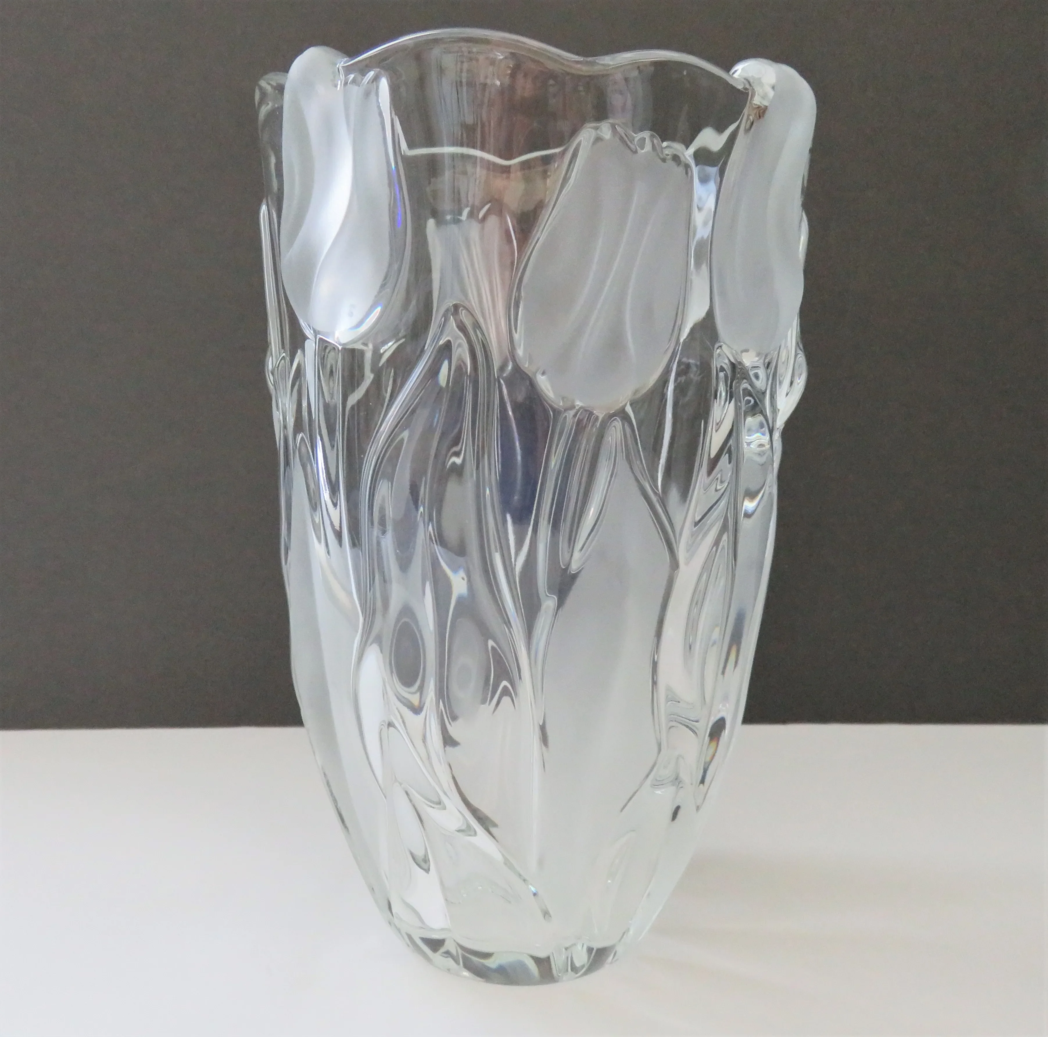 Vintage Mikasa Tulips Satin Frosted/Clear Embossed Crystal  display picture 1