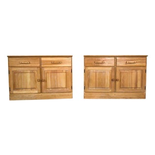 Mid 20th Century Rustic Small Credenzas or Buffet Cabinets Ranch Oak by A. Brandt Company, a Pair For Sale