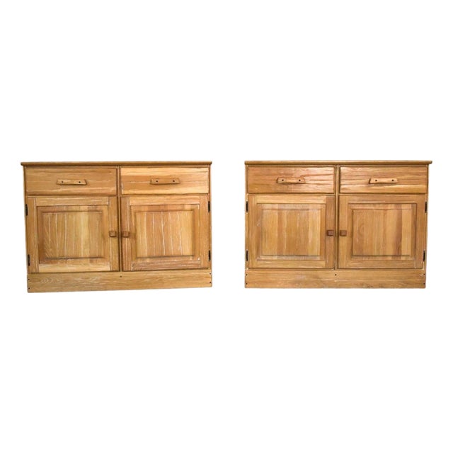 Mid 20th Century Rustic Small Credenzas or Buffet Cabinets Ranch Oak by A. Brandt Company, a Pair For Sale