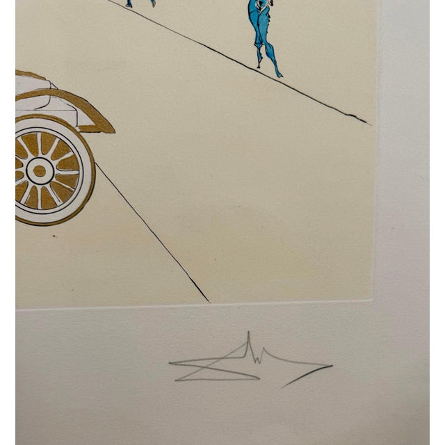1970s Salvador Dalí, Surrealist Etching Engraving Pochoir l'Automobile Da Vinci Hommage For Sale - Image 5 of 14
